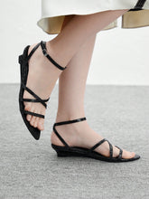 Pointed Toe Wedge Heels Elegant Commuter Cross Strap Women's High Heel Sandals